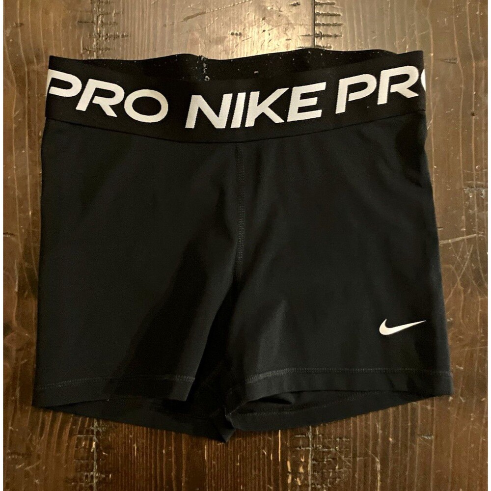 Nike Pro Women’s Black Compression Gym Shorts Elastic Waist Solid Size S